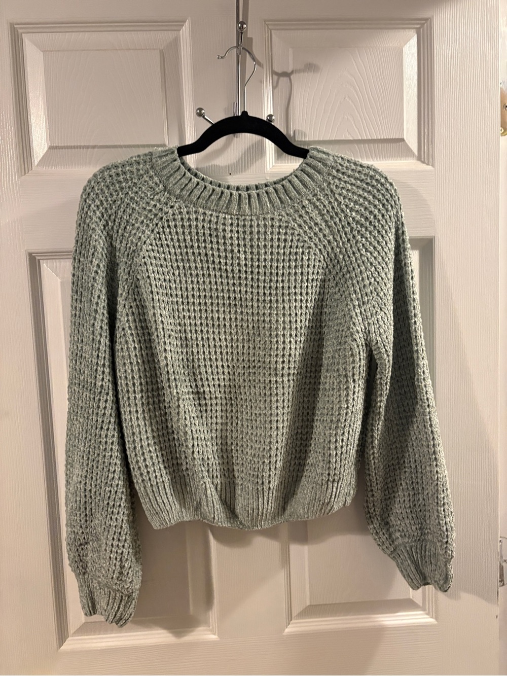 Altar'd State Sage Green Crewneck Waffle Knit Sweater